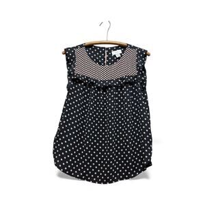 LOFT Ann Taylor Polka Dot Blouse Small Navy Blush Parisian Preppy Office Chic